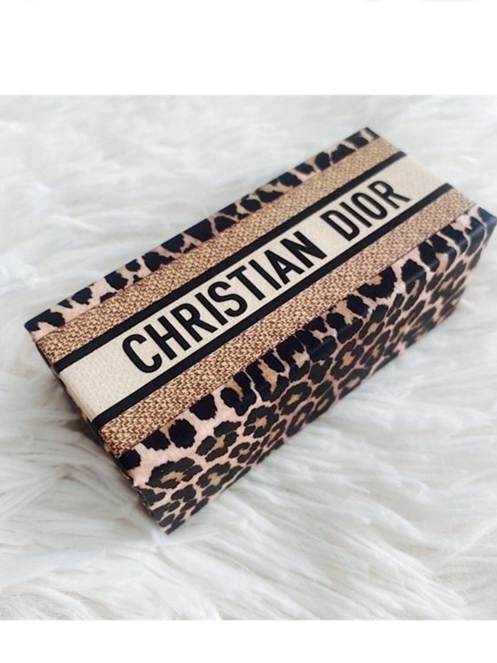 Dior Leopard Print Box in Black and Cream